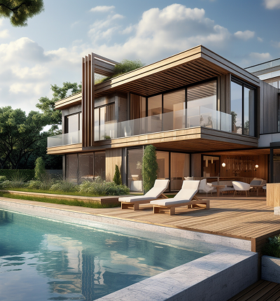 Einfamilienhaus von Außen.